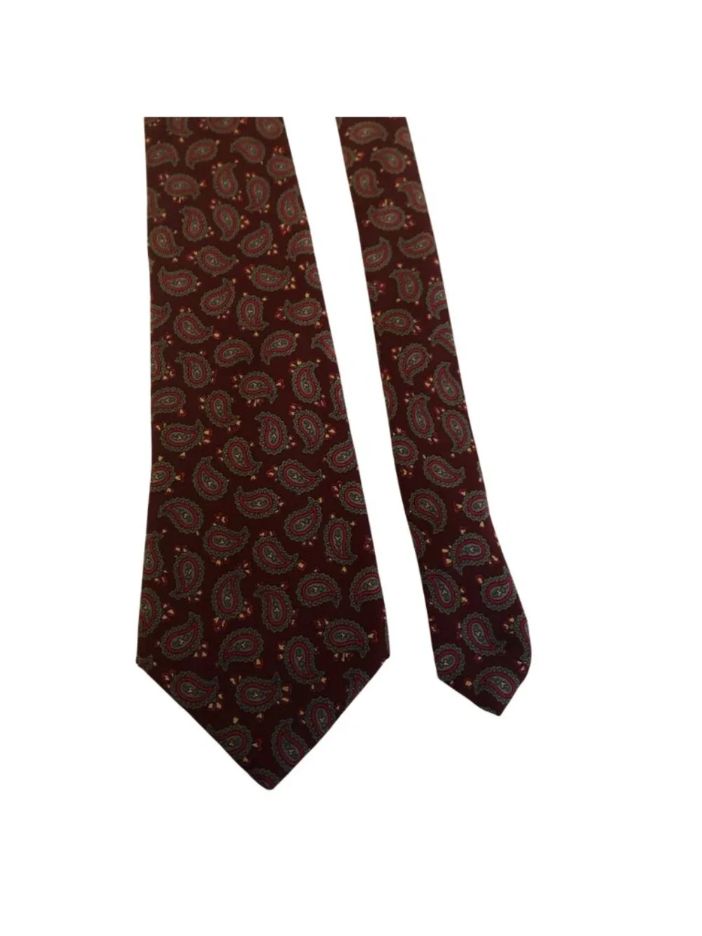 Geoffrey Beene Silk Tie Paisley Burgundy Blue Mens Necktie Office Formal Gift